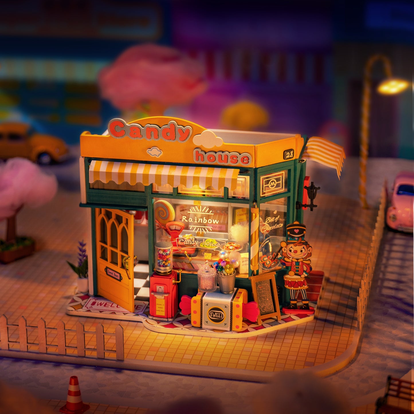 Robotime Rolife arc-en-ciel bonbons maison bricolage maison Miniature pour enfants filles cadeaux de noël 3d en bois Puzzle maison de poupée drôle jouets créatifs