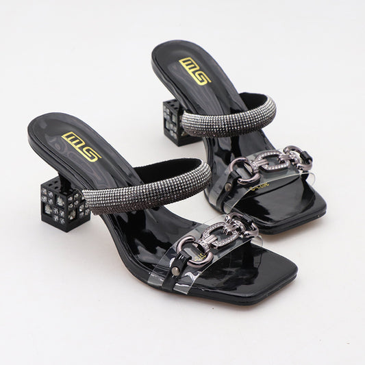 Talon aiguille Transparent Strass Pantoufles D'extérieur Femmes