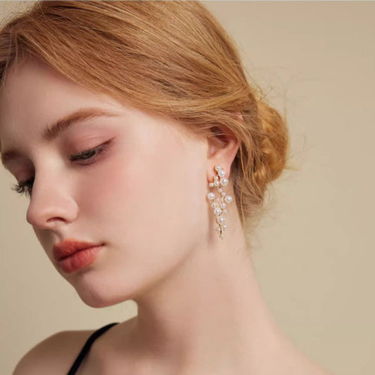 Boucles d'oreilles en perles de conception d'aiguille en argent à la mode
