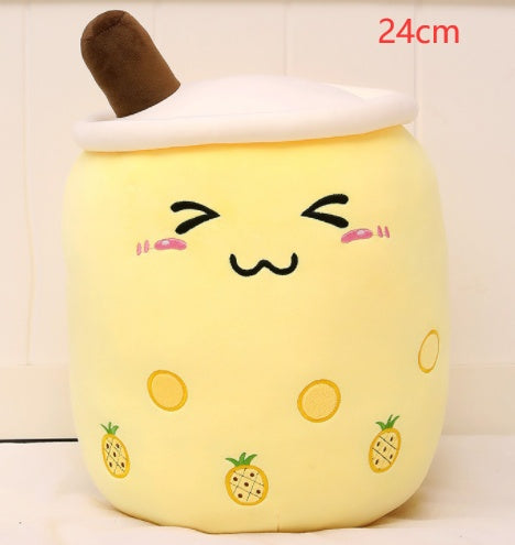 Peluche de boisson aux fruits, mignonne, douce, fraise, lait, thé, tasse de thé Boba, jouet bulle de thé, oreiller, coussin, cadeau pour enfants