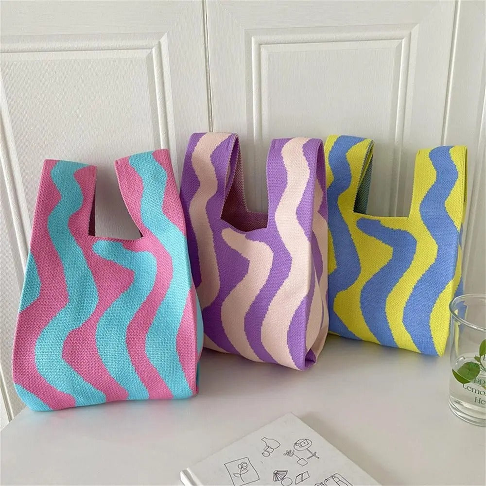 Sac à bandoulière tricoté multicolore pour fille
