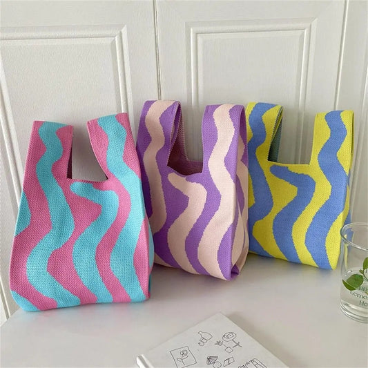 Sac à bandoulière tricoté multicolore pour fille