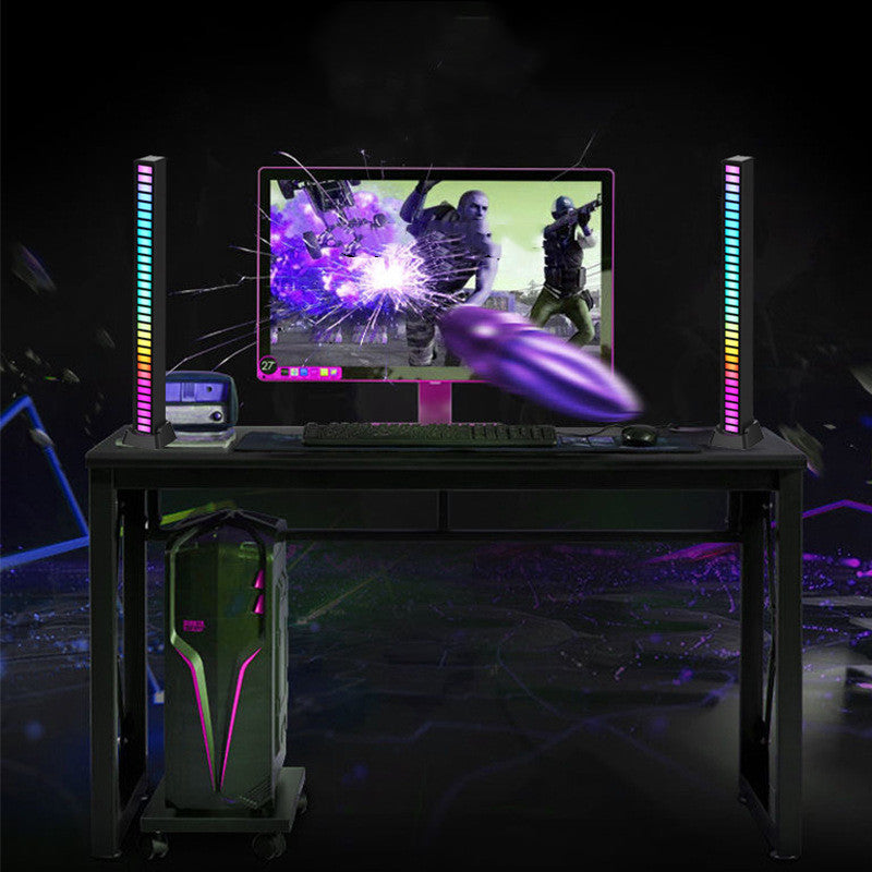 Barra de luz Led con Control de sonido, lámpara de ritmo ambiental RGB, tira automotriz ajustable por USB para música, fiesta familiar