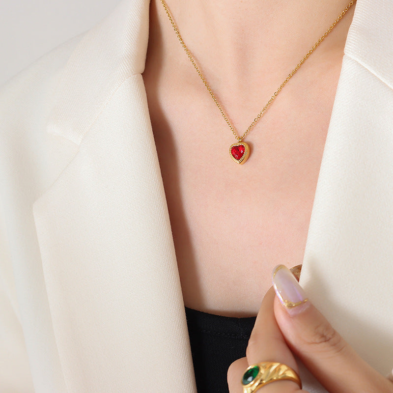 Collier pendentif d'amour incrusté de Zircon multicolore, Design de Niche d'été français