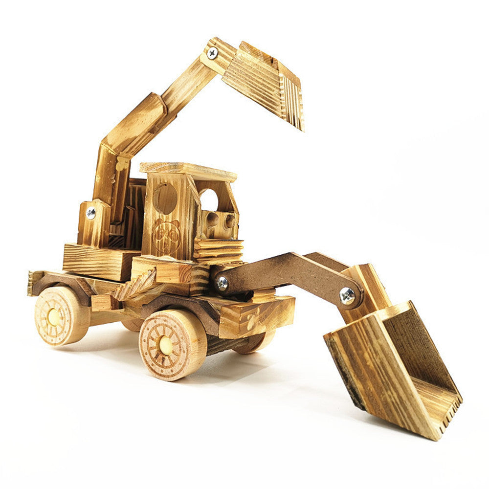 Juguete modelo de excavadora de madera, juguete grande