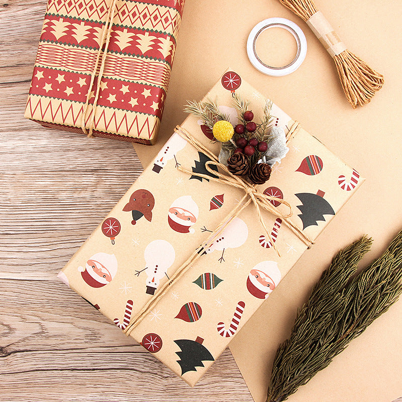 Papier d'emballage Kraft de Noël vintage Papier d'emballage cadeau de Noël