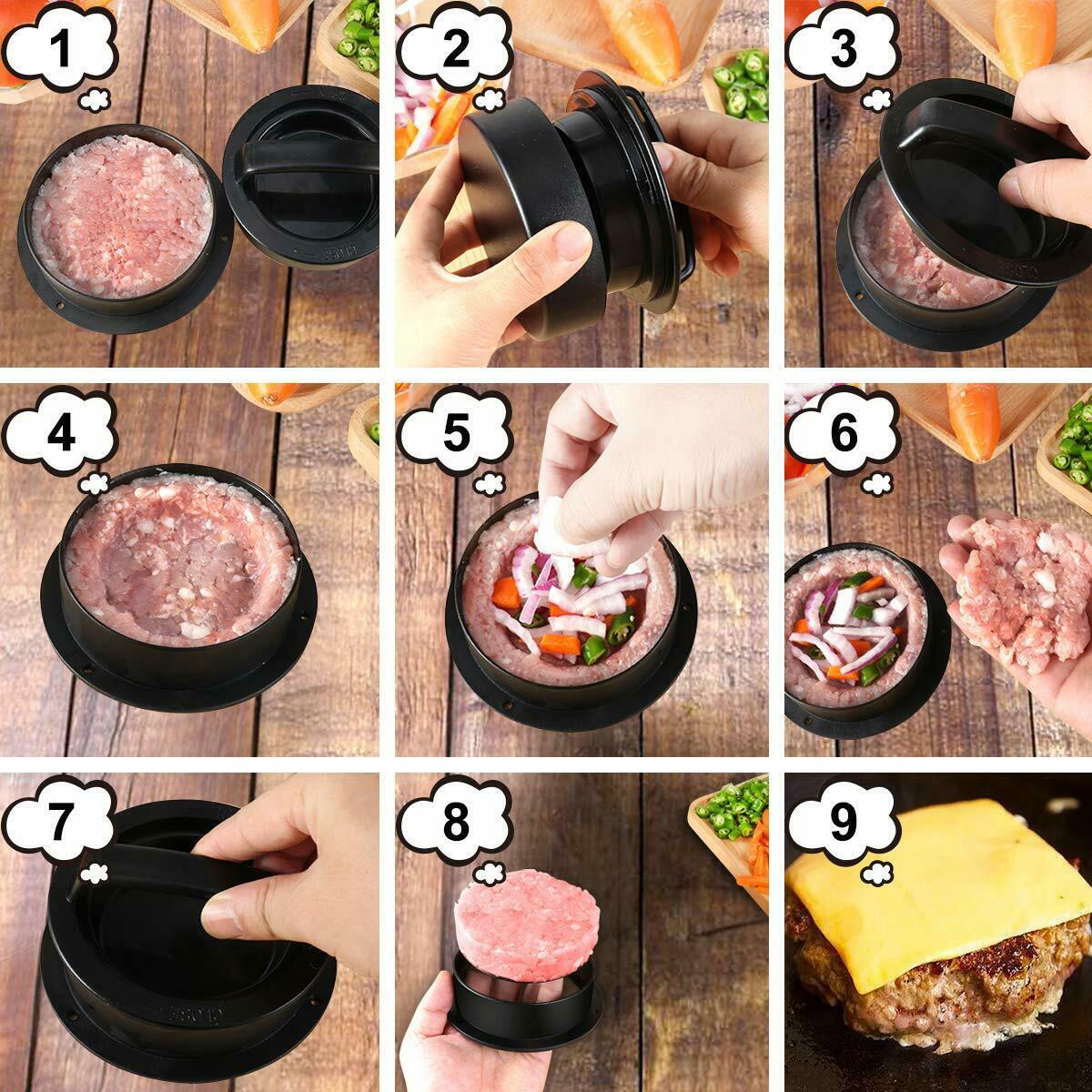 Presse à hamburgers, fabricant de galettes farcies, moule coulissant, outil facile de fabrication de hamburgers faits maison