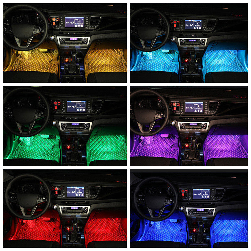 Lampe LED décorative de style pour intérieur de voiture, étanche, lampe d'ambiance avec télécommande sans fil, commande musicale, bande lumineuse RGB