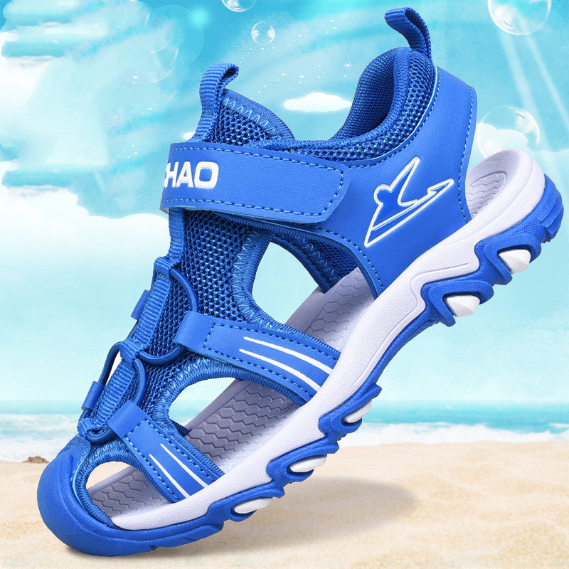 Sandalias para Niños Baotou Verano Suela Blanda Zapatos de Playa para Niños Negros Sandalias para Niños Antideslizantes