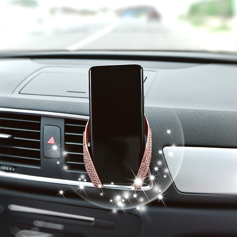 Support pour téléphone portable incrusté de diamants pour voiture