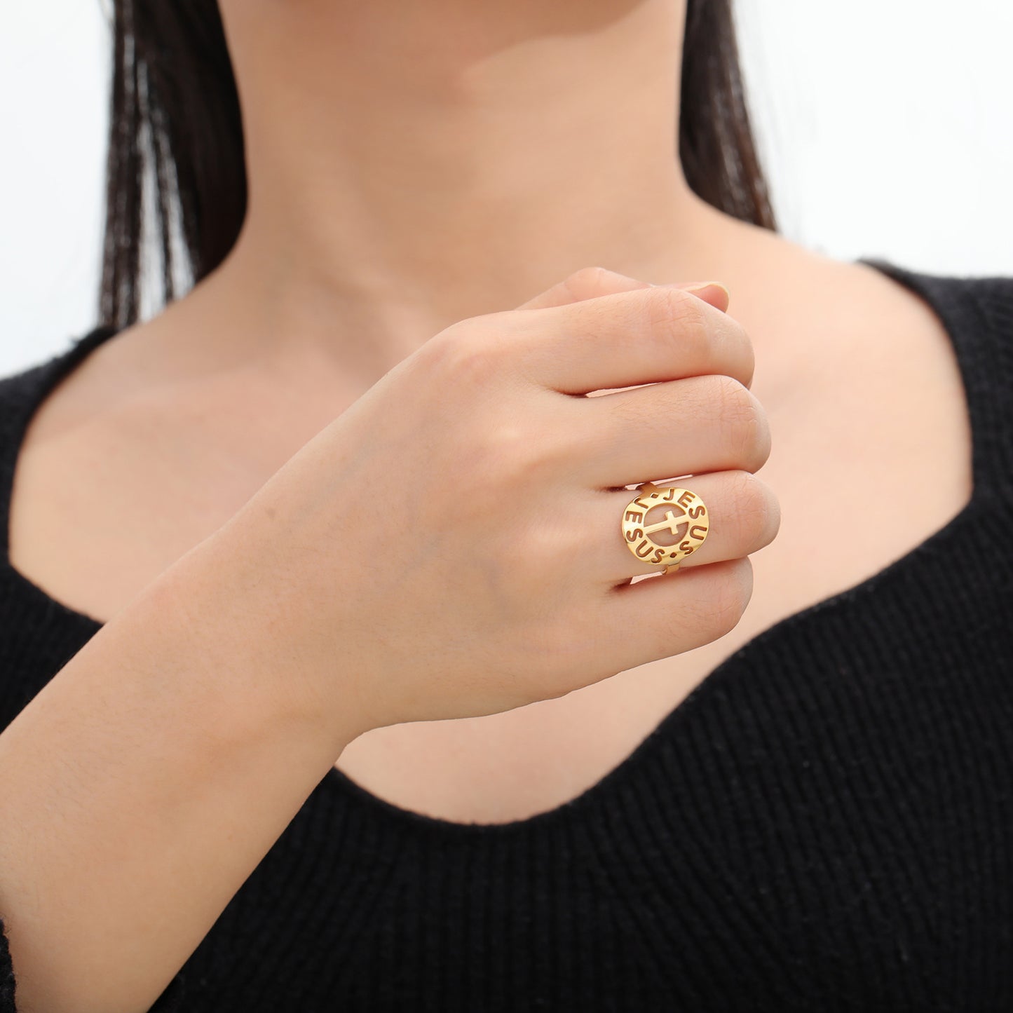Bague fermée en acier titane de style rétro personnalisé pour hommes