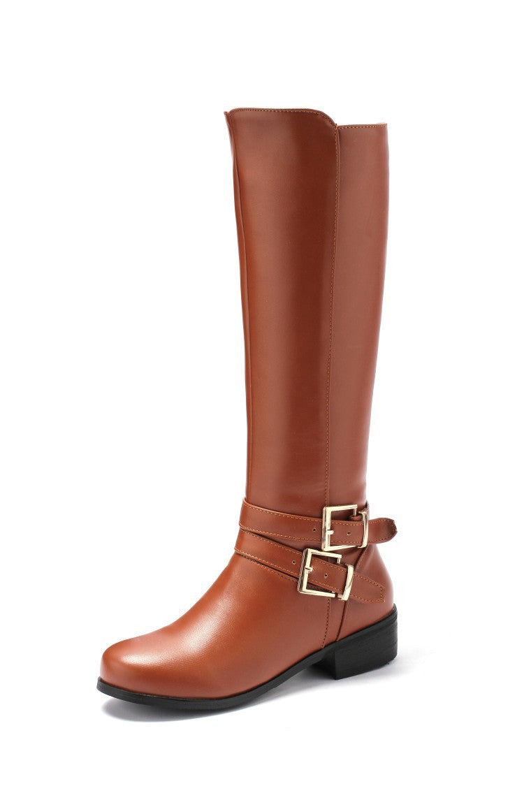 Bottes hautes à talons épais épais pour femmes
