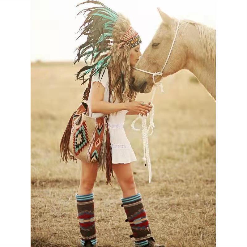 Sac rétro en coton et lin pour femmes, Portable