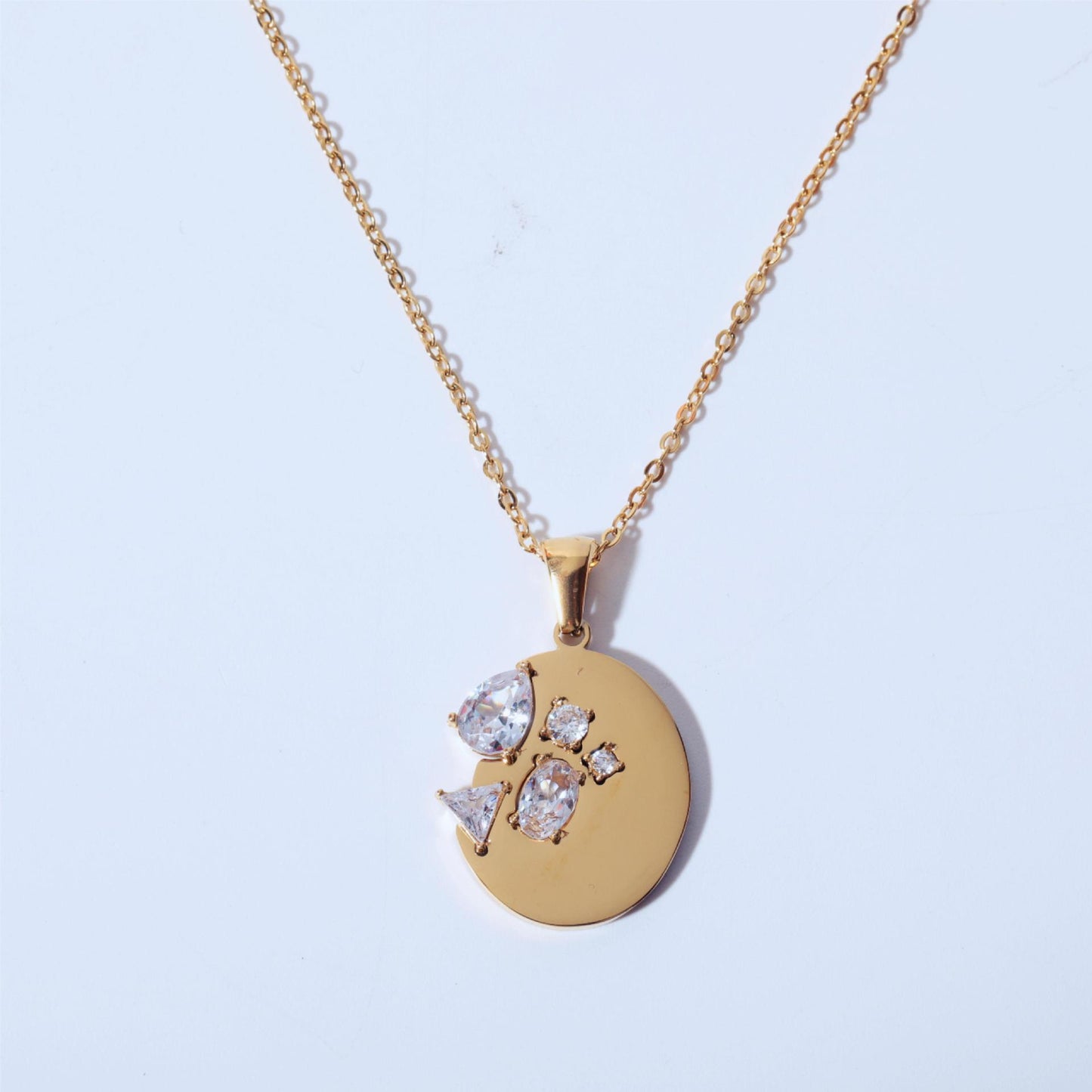 Titanium Steel Mirror Irregular Zircon Necklace