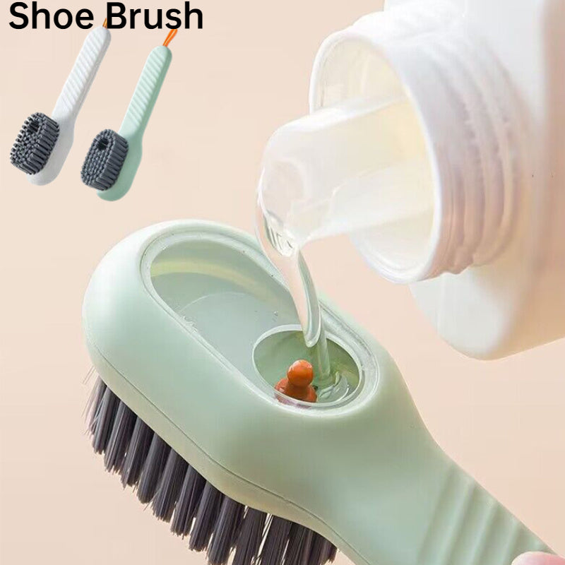 Brosse à chaussures de nettoyage en profondeur, à décharge automatique de liquide, à poils souples, pour le linge domestique, outil de nettoyage à usage quotidien