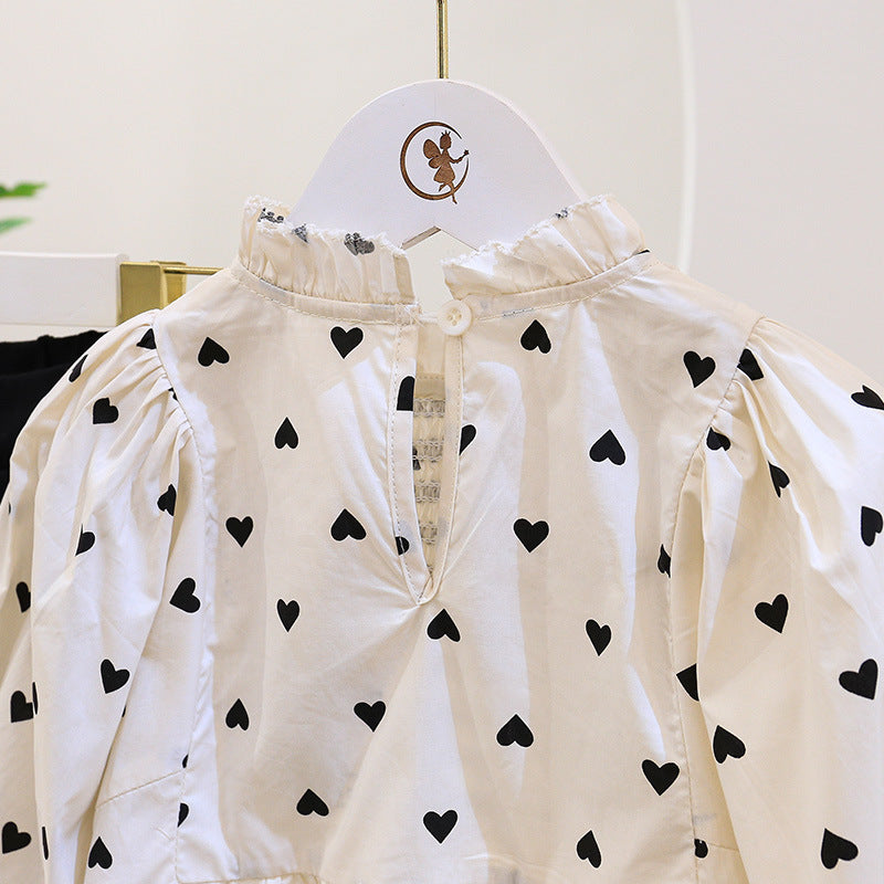 Ensemble deux pièces pour bébé fille, haut et pantalon évasé, poupée