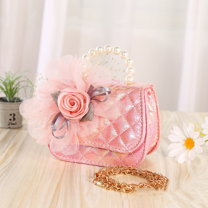 Sac diagonal portable en perles tricotées à fleurs