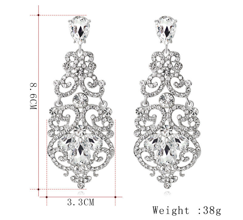 Women's Fashionable Alloy Diamond Crystal Earrings