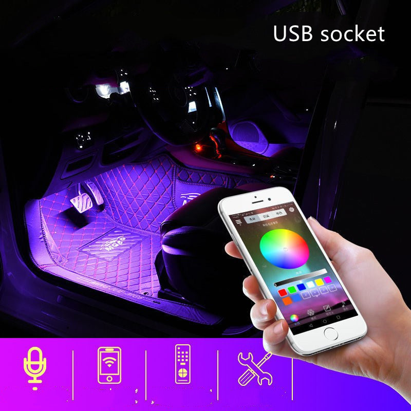Modificación interior del coche de la luz del ritmo de la música del control de voz del USB