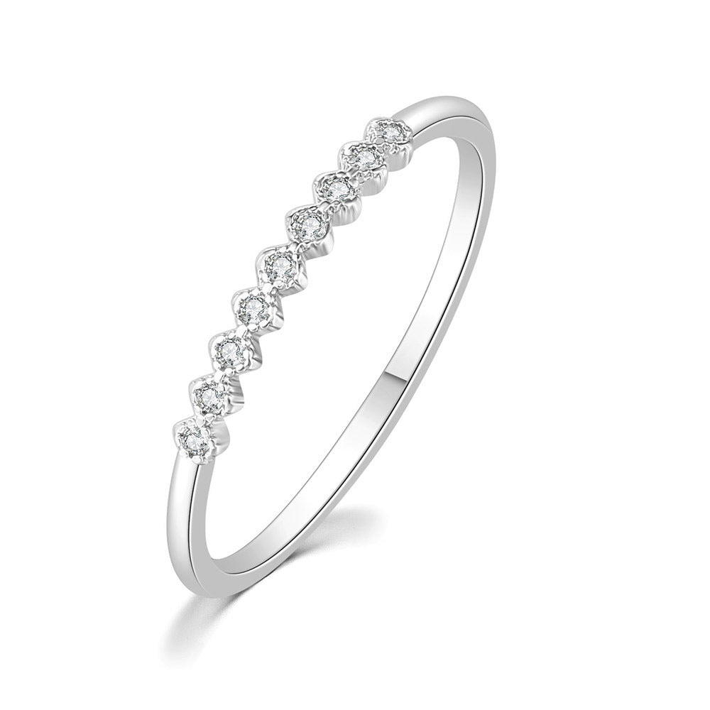 Bague fine pour femme, plaquée or, diamant dans les débris, micro-incrusté, Simple