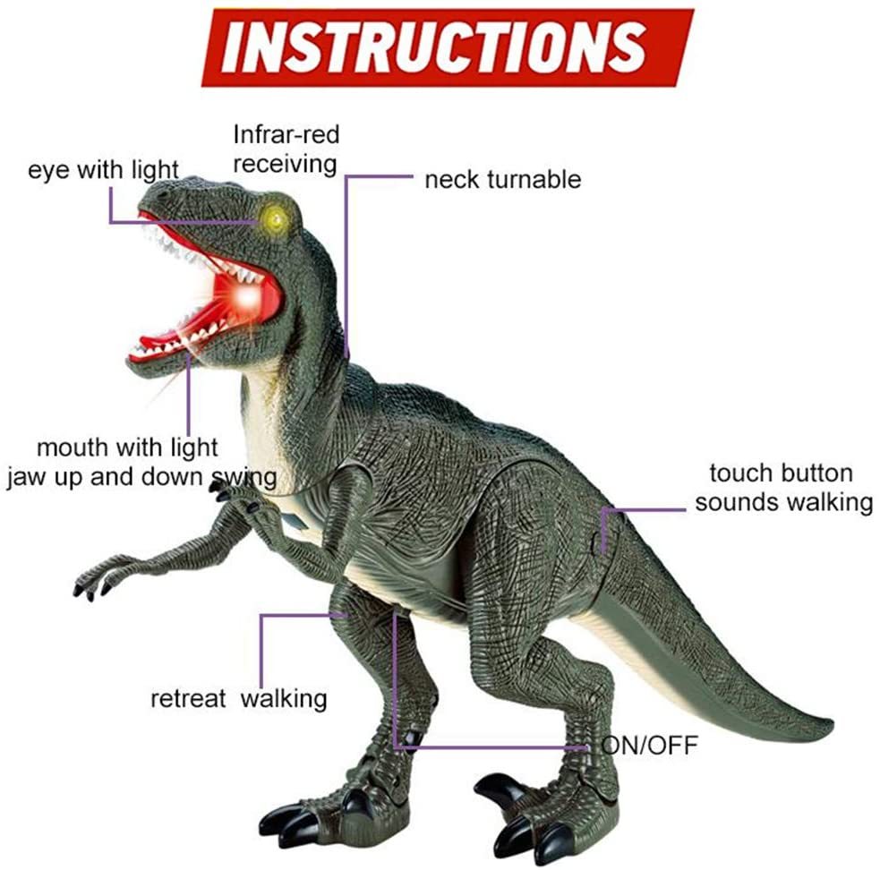 Jouet télécommandé de simulation de dinosaure électrique, animal marchant