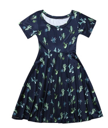 Robe à la mode pour filles, tenue imprimée de cactus