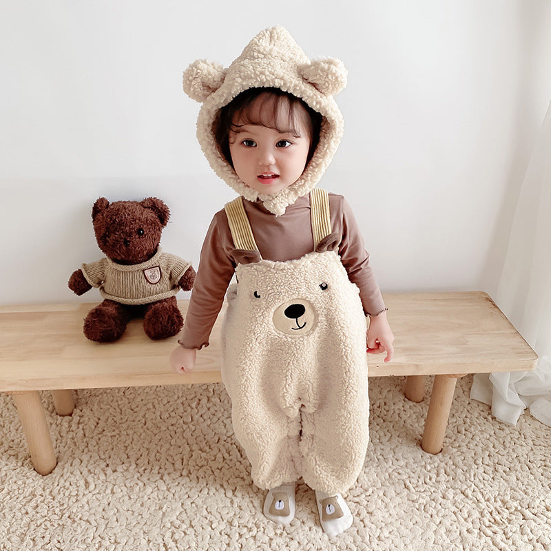 Combinaison bébé automne et hiver, vêtements en velours pour bébé, bretelles ours