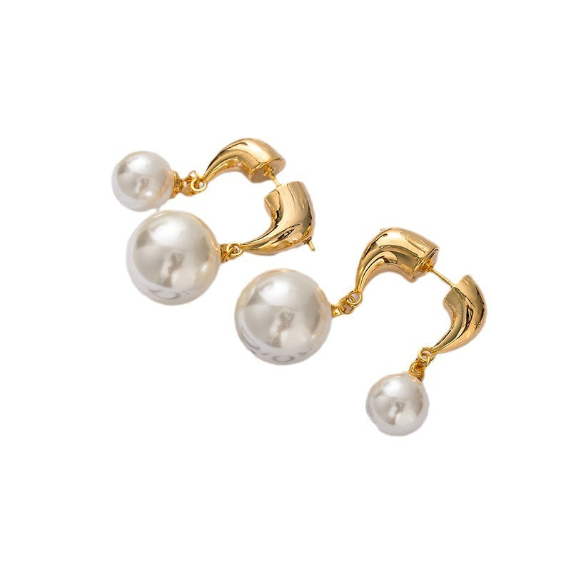 Boucles d'oreilles en perles pour femmes, rétro, faciles à assortir, simples et légères, de luxe