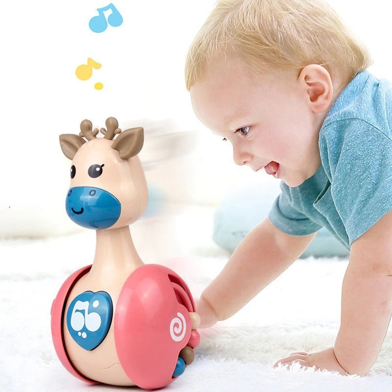 Sonajero de vaso para bebé con ciervo deslizante 3 en 1, juguete de vaso deslizante, sonajero para bebé, juguete de baño Montessori para W, anillo incorporado, oso, Roly-Poly, aprendizaje temprano, vaso de Navidad