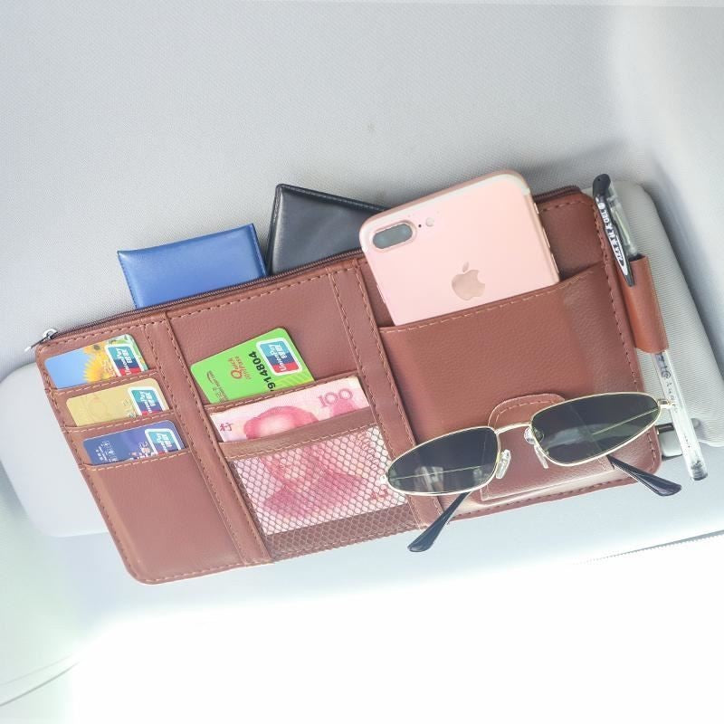 Car Auto Sun Visor Point Pocket Organizer Pouch Bag Card Glasses Storage Holder Car-Styling  IC Card Holder Sunshade Bag