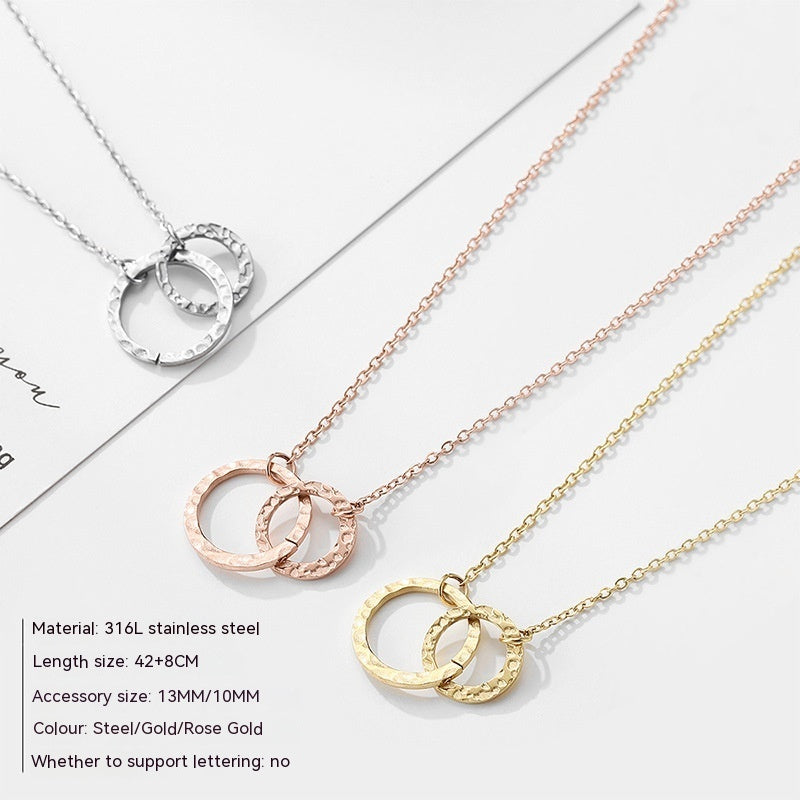 Collier en acier inoxydable à double couche avec pendentif géométrique