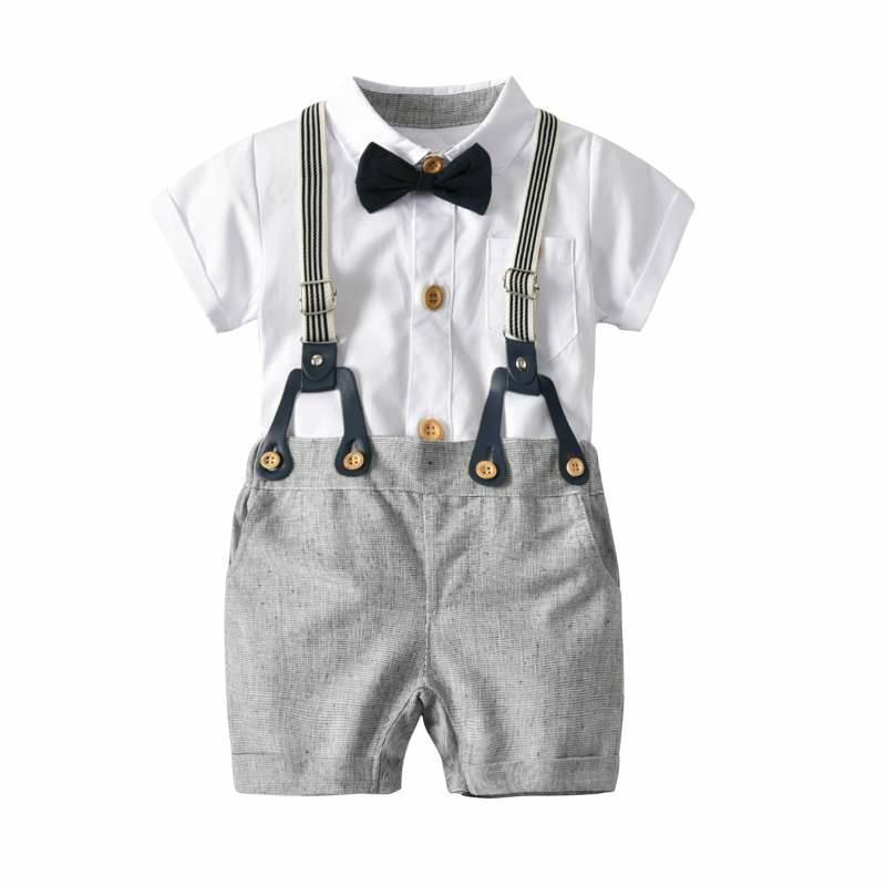 Vêtements pour bébé, pantalon à bretelles, costume à manches courtes, en coton, vêtements d'extérieur pour hommes, tendance