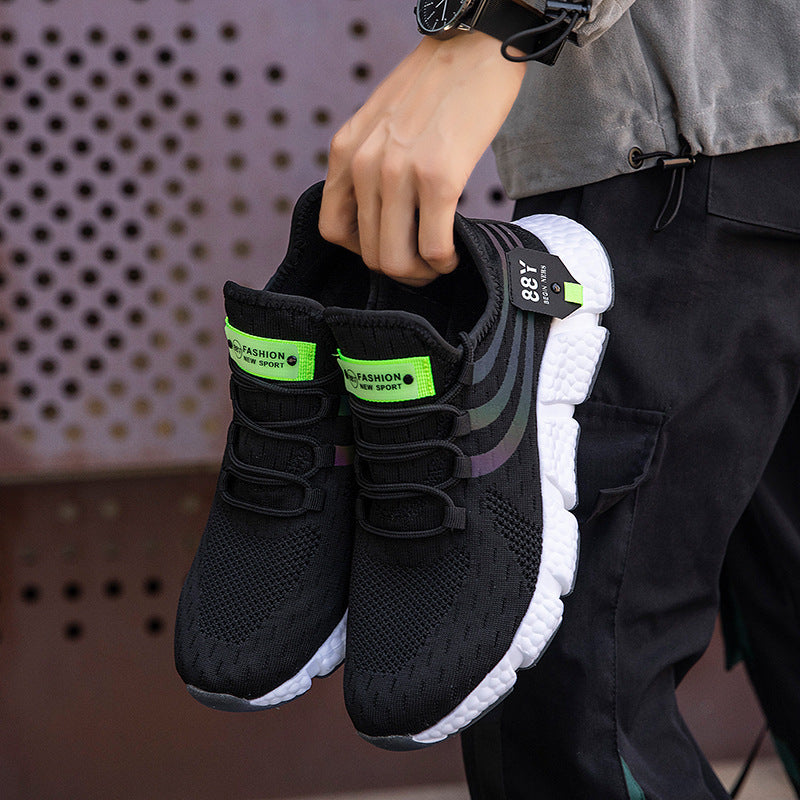 Chaussures de sport tissées à la mouche, combinaison de caoutchouc pop-corn coréen, bas extensible