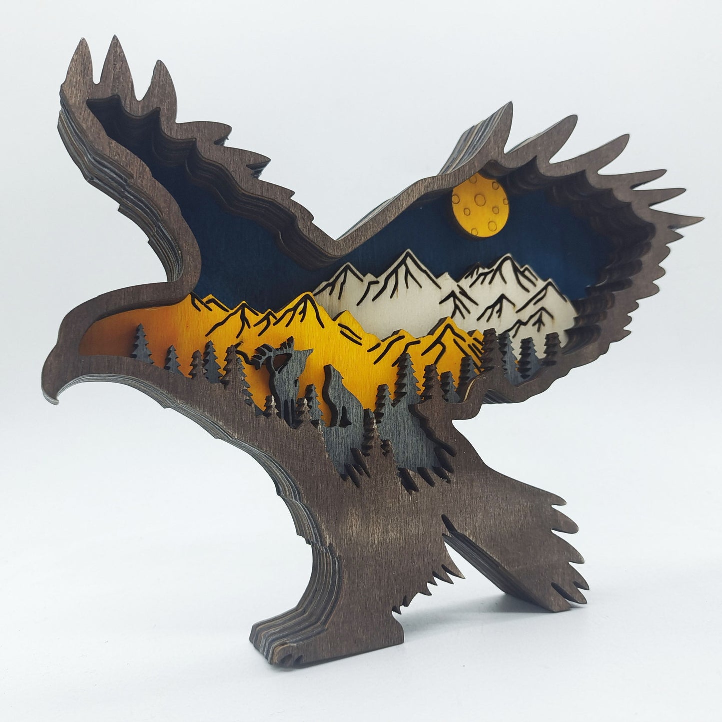 Décoration de noël en bois, Sculpture d'animaux, cadeau artisanal, Sculpture murale suspendue, ours, cerf, élan, décor artistique, ornements du nouvel an
