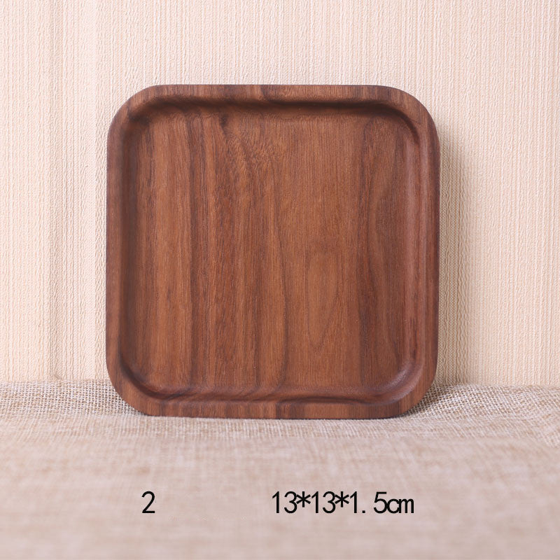 Plato llano rectangular de madera de nogal negro de estilo japonés