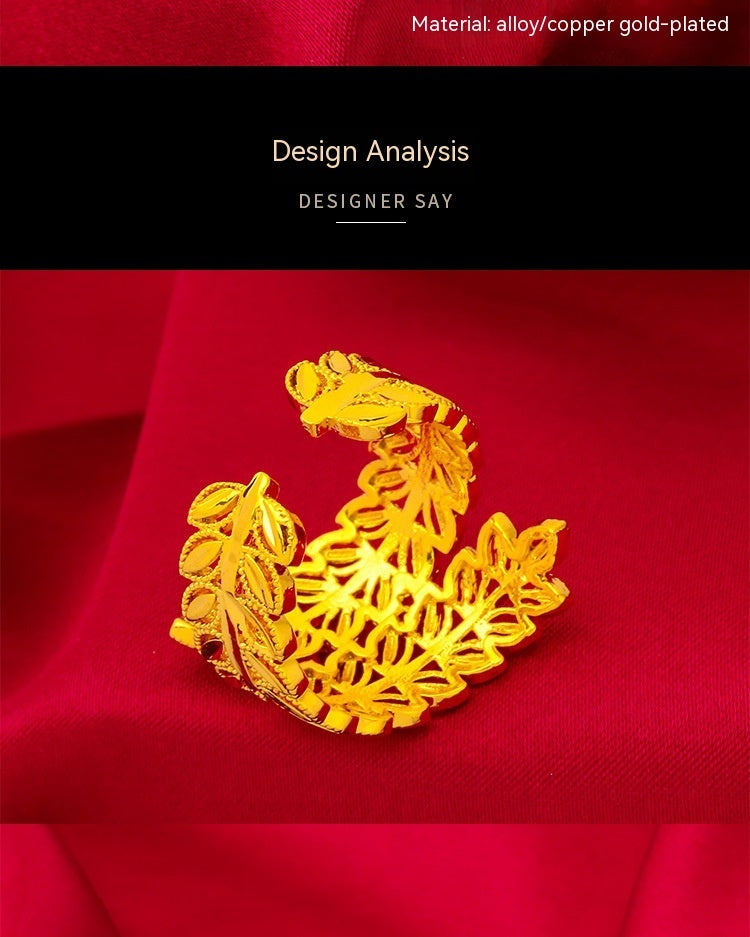 Brazalete con forma de anillo para mujer, diseño de trigo, pavo real