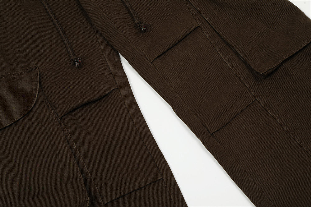 Men's Functional Three-dimensional Large Pocket Straight-leg Denim Trousers