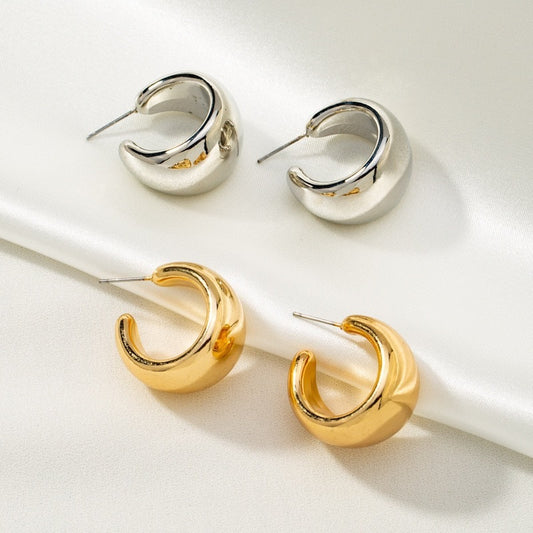 Boucles d'oreilles créoles en forme de C, simples, de style européen et américain