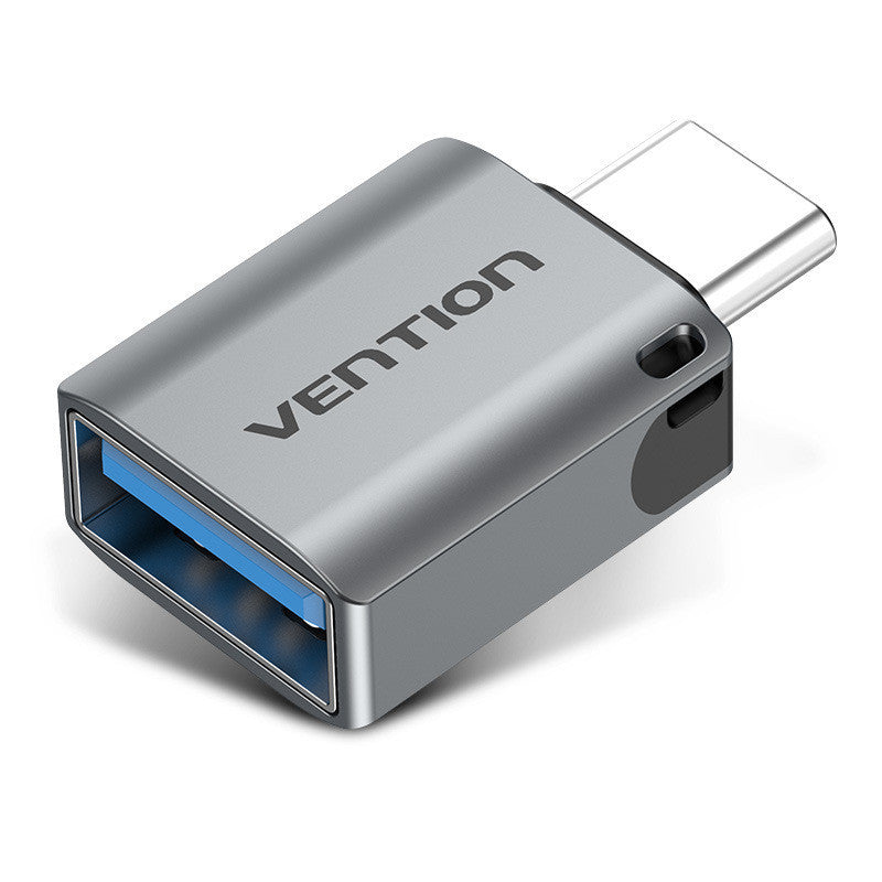 USB 3.0C mâle à un adaptateur femelle OTG en alliage d'aluminium gris avec lanière
