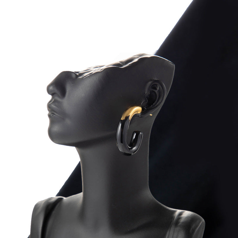 Boucles d'oreilles en acier inoxydable simples et à la mode pour femmes