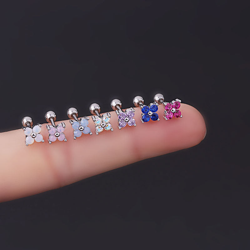 Titanium Steel Thin Rod Protein Color Zircon Ear Bone Stud