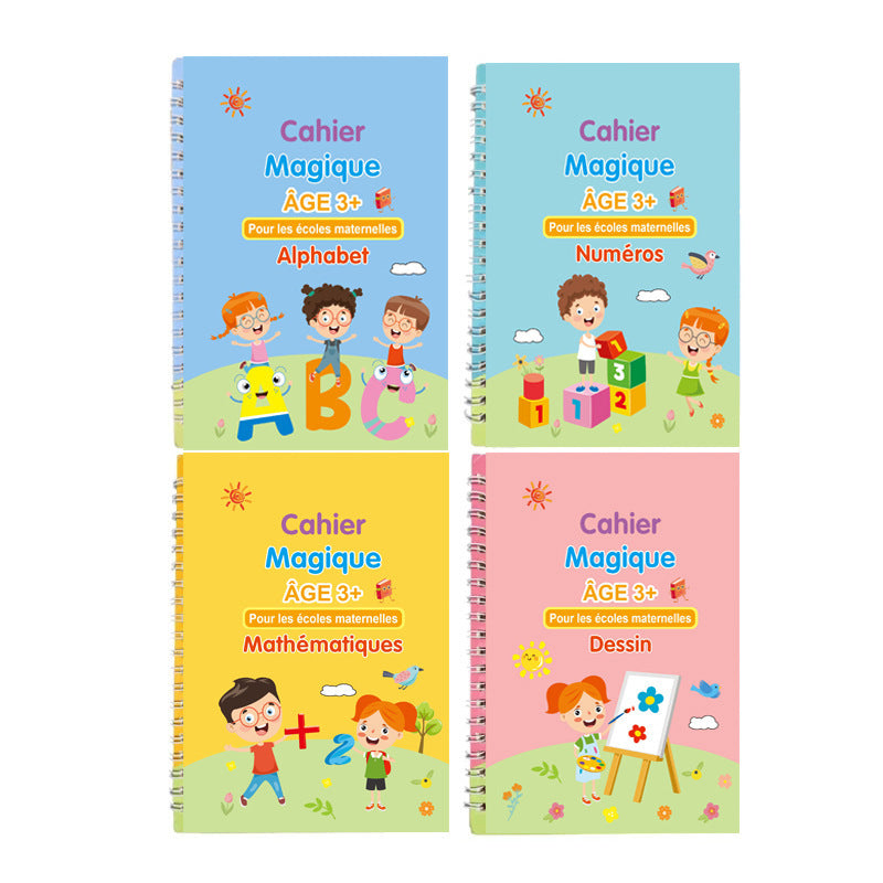 Planche de pratique de calligraphie anglaise Groove pour enfants, peinture française et allemande, autocollants magiques anglais, stylo de contrôle de copie, livre d'entraînement