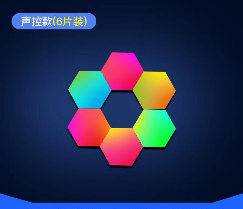 Compatible avec Apple, lumière LED modulaire en nid d'abeille contrôlée par téléphone intelligent sans fil, lumière quantique hexagonale, fonctionne avec le système Android IOS.