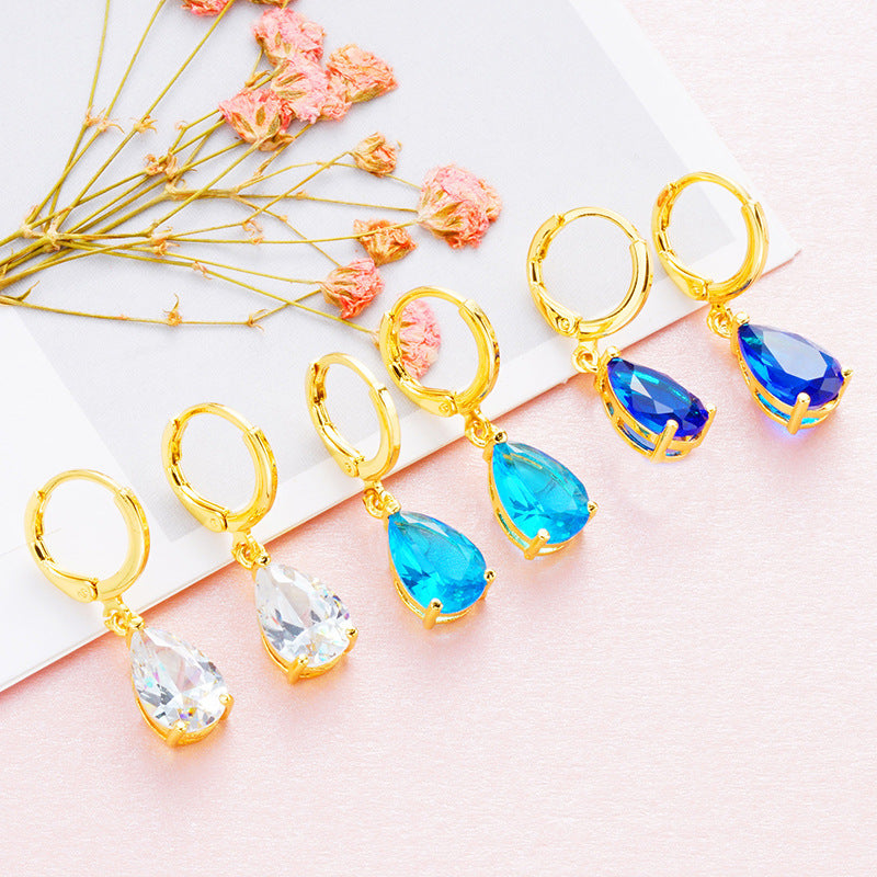 Boucles d'oreilles en zircon plaqué or 24 carats pour femme