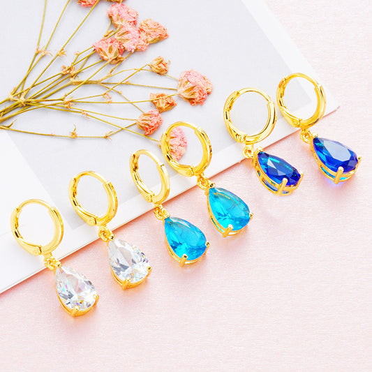 Boucles d'oreilles en zircon plaqué or 24 carats pour femme