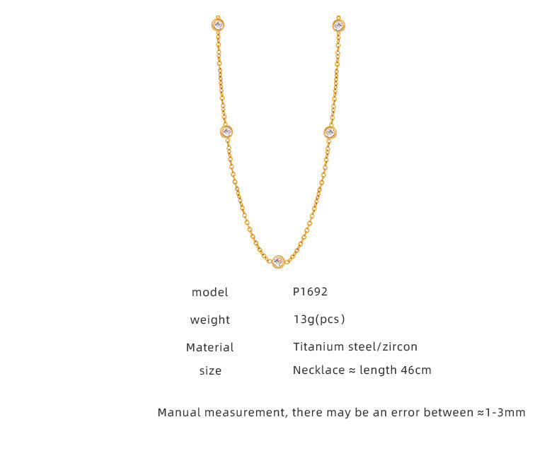 Titanium Steel Gold Plated Diamond Inlaid Clavicle Chain Women's Necklace