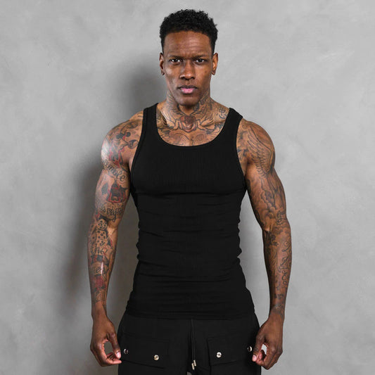 Men's Striped Thread American Stretch Tight Sports Vest