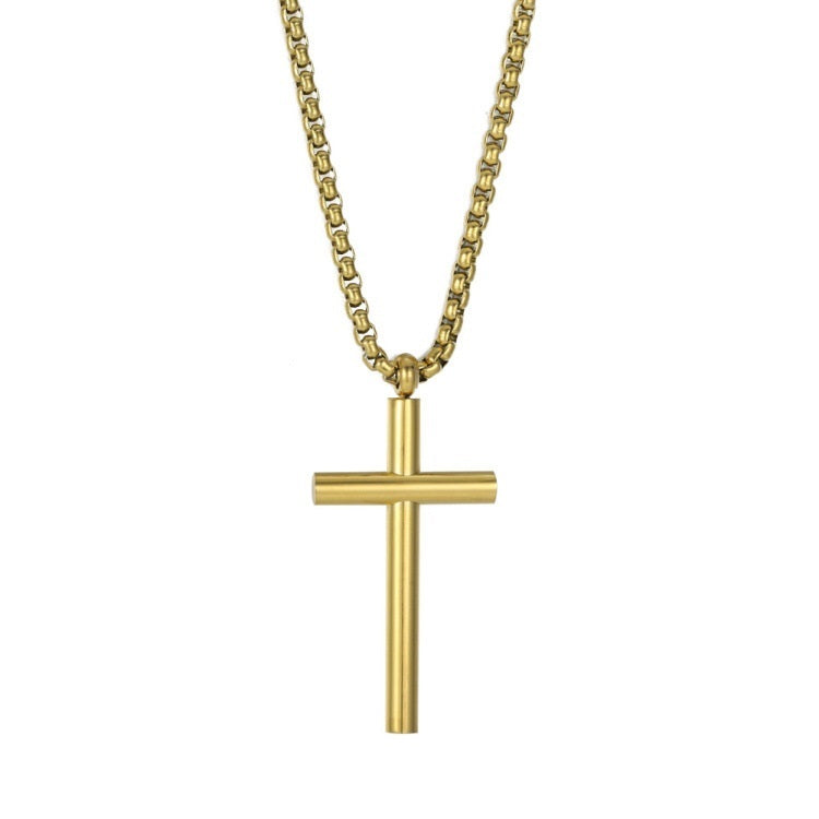Simple All-match Cross Pendant Nordic Diy Titanium Steel Necklace