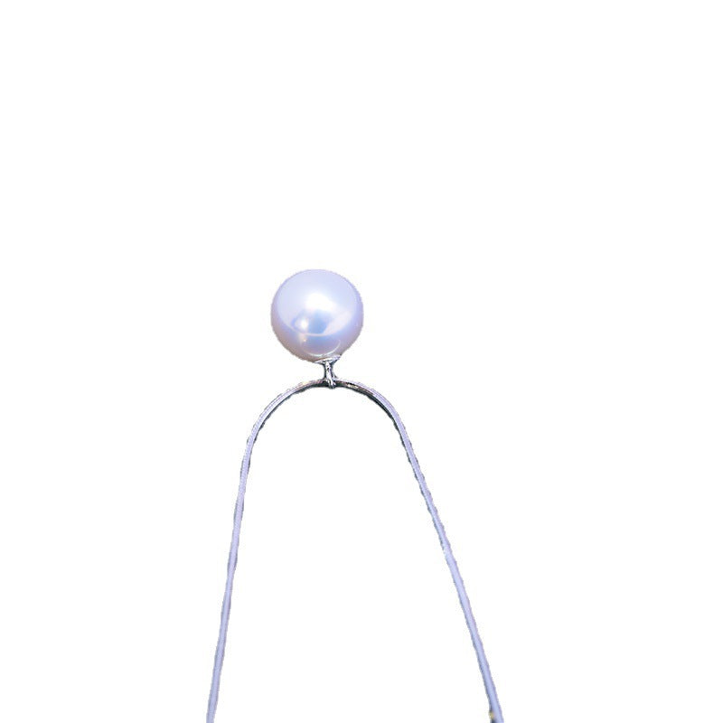 Collier avec pendentif en perles d'eau, 9-10mm, blanc, cercle parfait, fin, micro-défauts, argent S925, os de serpent, réglable