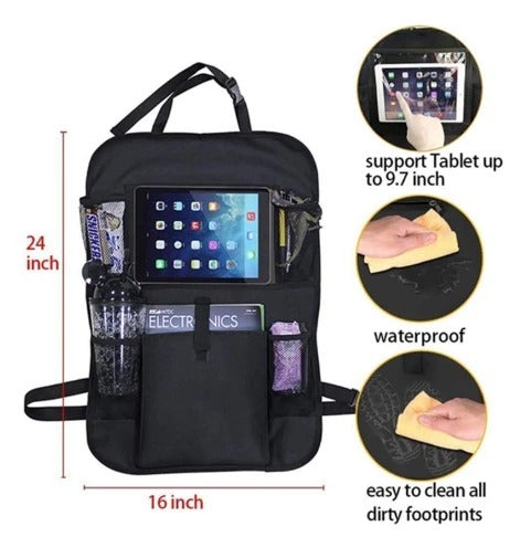 Compatible avec Apple, sac de rangement de voiture, sac de poche arrière de siège de voiture avec sac IPAD, tissu Oxford 600D